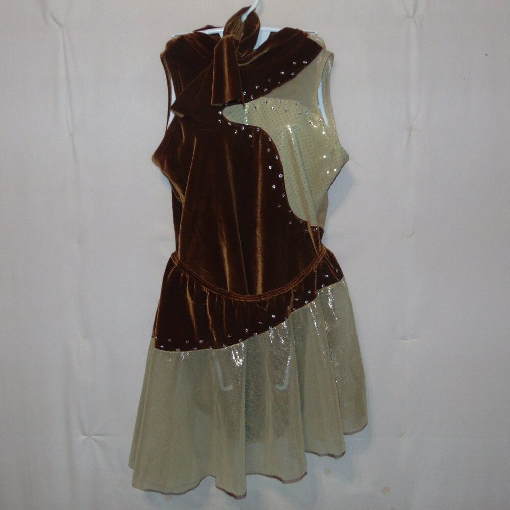 Fina Brown Gold Velvet Leotard w/ Skirt MA